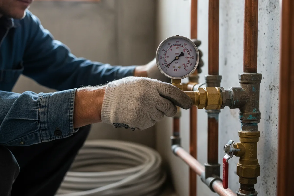 Pressure testing a repaired line during Water Line Repair in Buckland